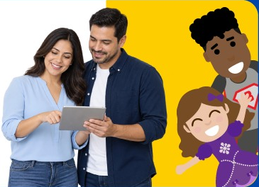 Madre y padre acompañando el aprendizaje de sus hijos
