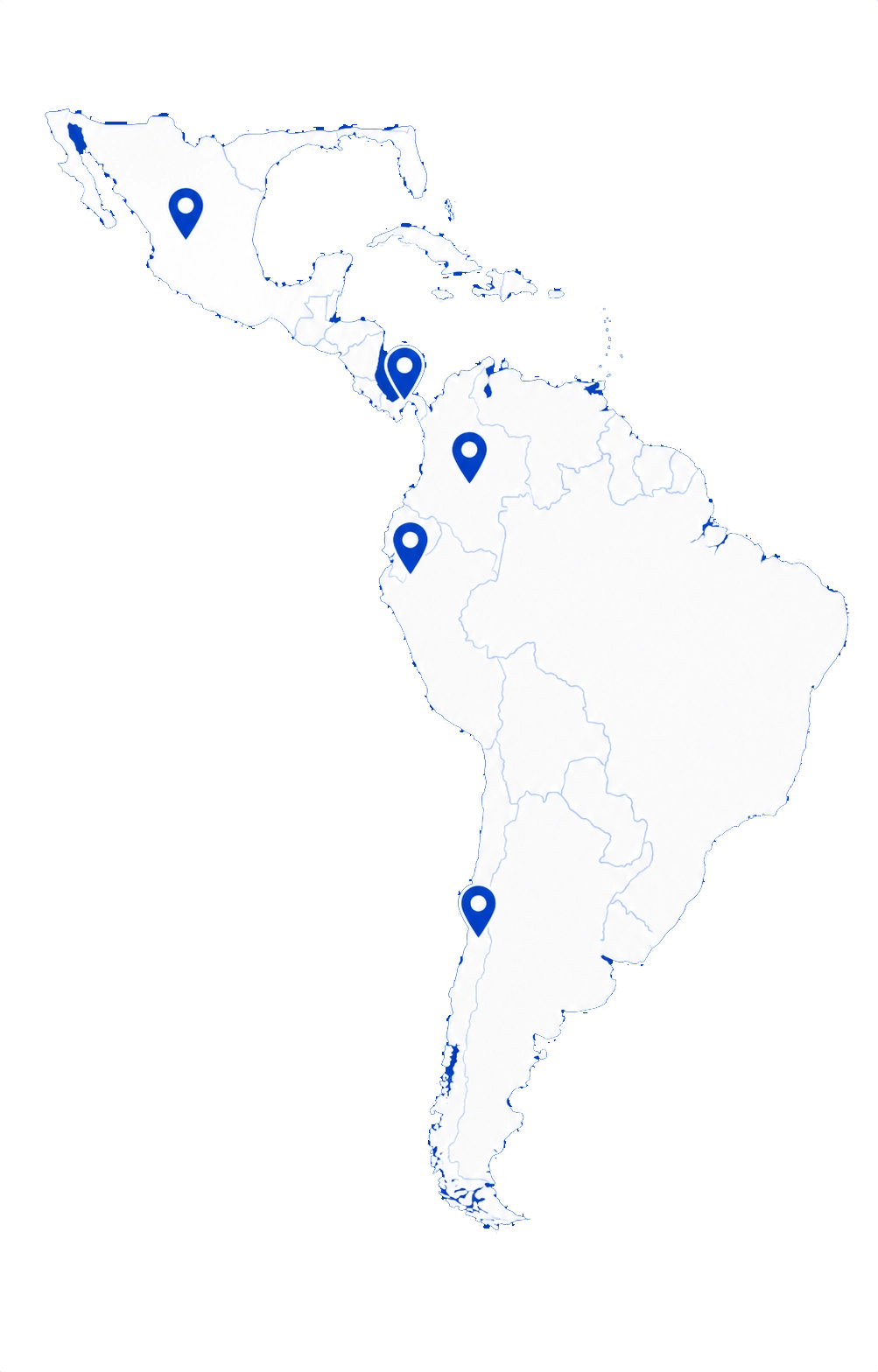 Mapa de presencia de KOE en Latinoamérica