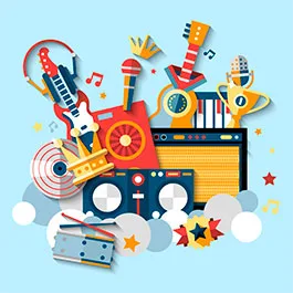 Aprendamos y toquemos con los instrumentas musicales en inglés